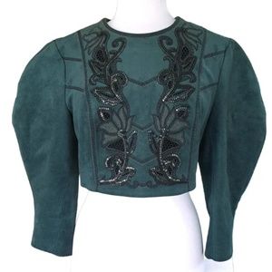 BCBGMaxAzria Spruce Cropped Top Puff Sleeve- Small